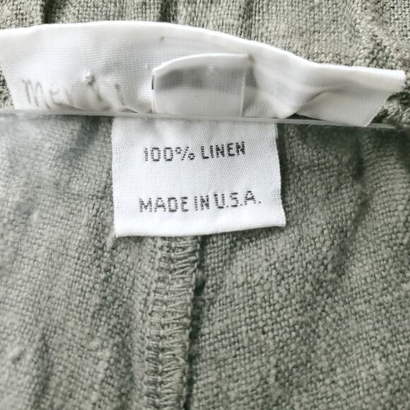 Bryn Walker Pants Women M Olive Wide Leg Crop Linen Boho Lagenlook Cottage Beach - Picture 5 of 11